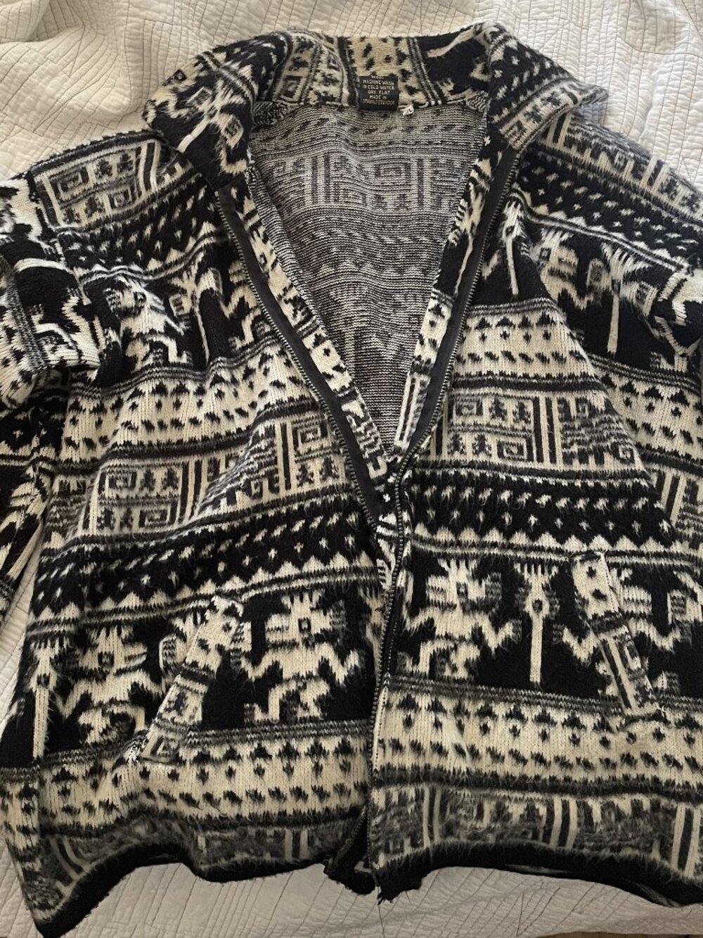 Black and white wool shacket jacket